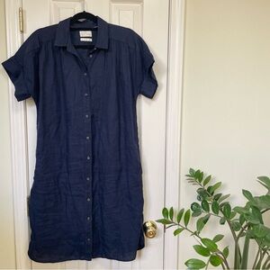 JCrew Navy relaxed 100% linen shirt dress | S Tall